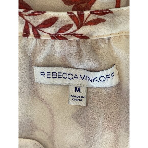 Rebecca Minkoff Sleeveless Blouson Drawstring Waist Cream Floral Dress Size M - Picture 5 of 6